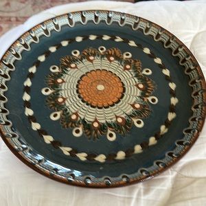 Redware platter made in Bulgaria.